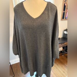 Soma Soft Like a Blanket Charcoal V-Neck Women's Shawl Sweater w Arm Holes